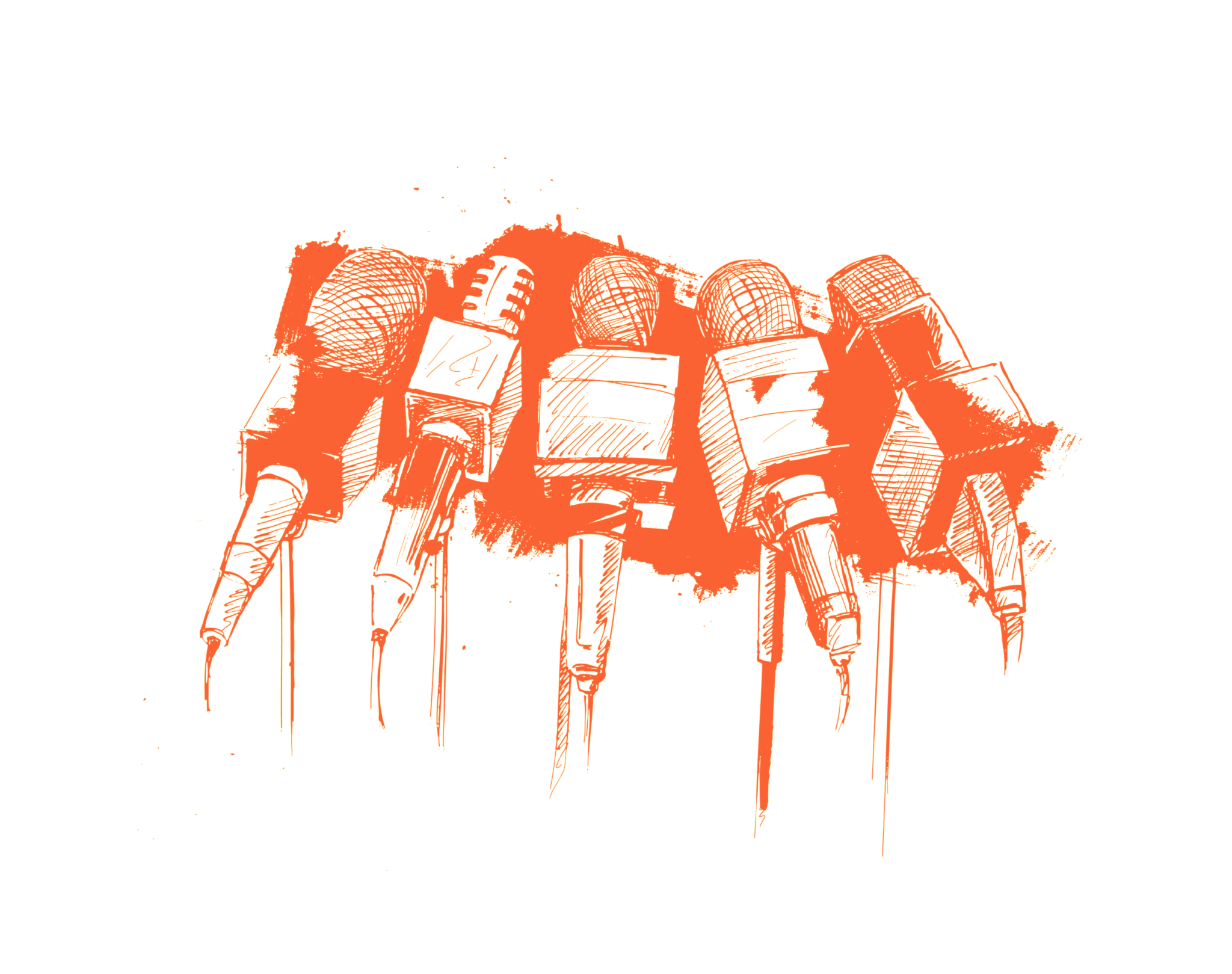 Media microphones representing press coverage